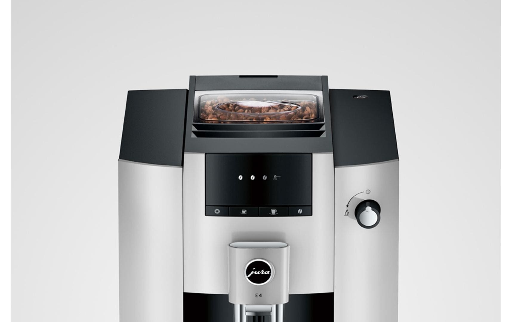 Kaffeevollautomat E4 Platin (SA)<br>Zweitassen-Vollautomat für fünf verschiedene Kaffeegetränke