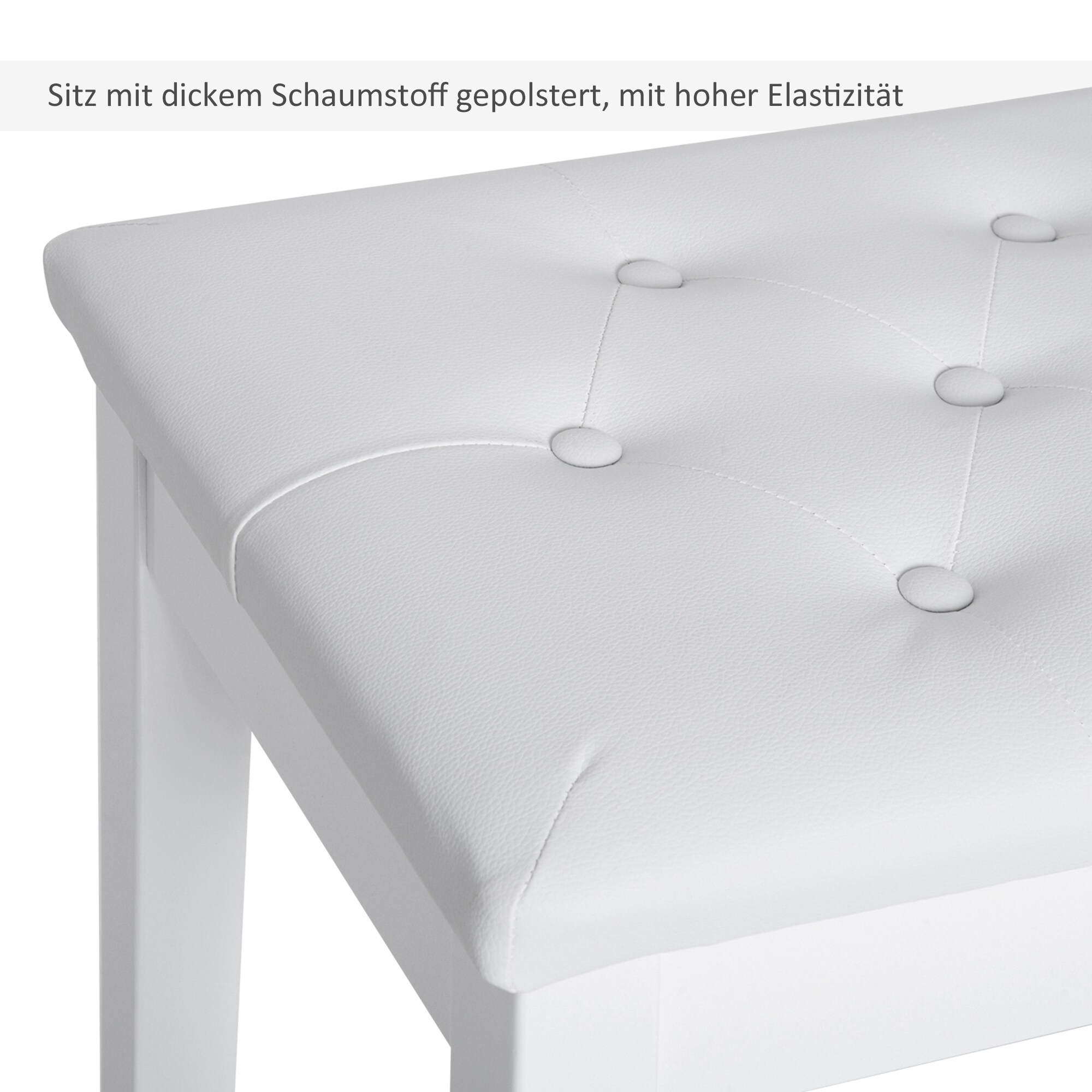 HOMCOM Klavierbank Stilvoll, robust, langlebig Weiß 76 x 36 x 50 cm (LxBxH)