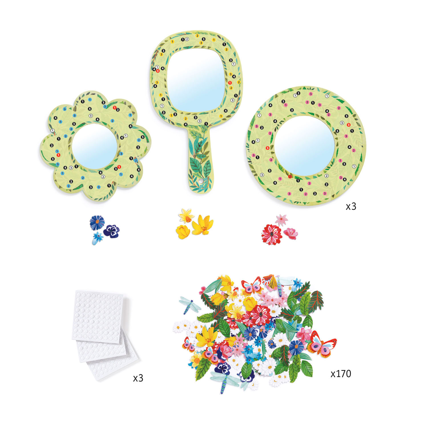 Djeco Bloemen Spiegels Knutselset, 3st.
