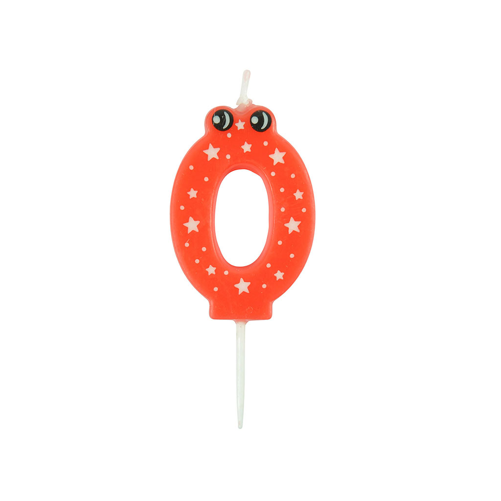 Mini bougie anniversaire chiffre 0 orange H5cm