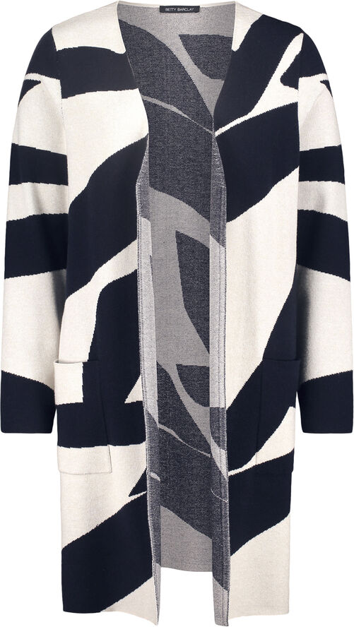 Betty Barclay Strickjacke Lang Patch beige/dark blue