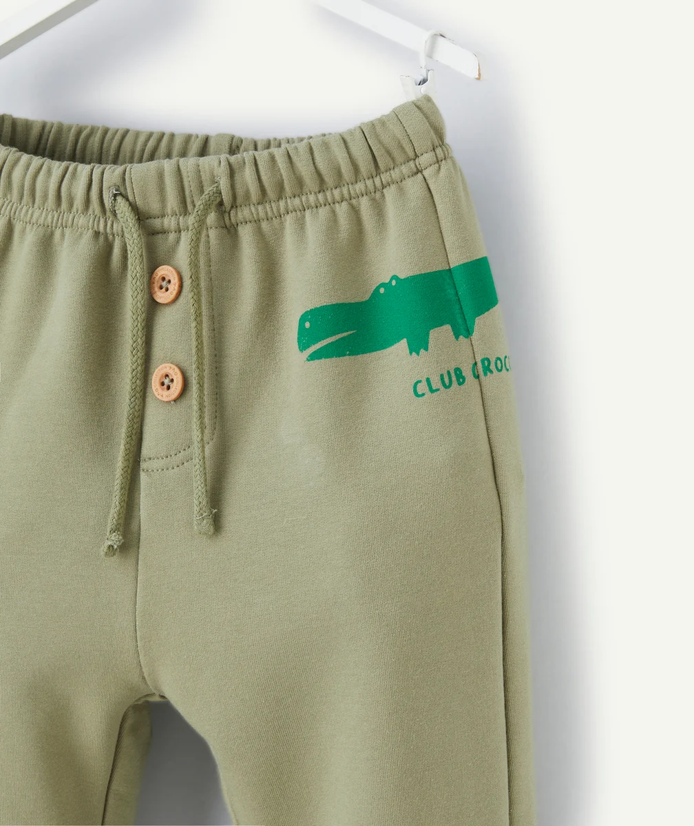 JOGGING BÉBÉ GARÇON EN FIBRES RECYCLÉES VERT AVEC CROCODILE