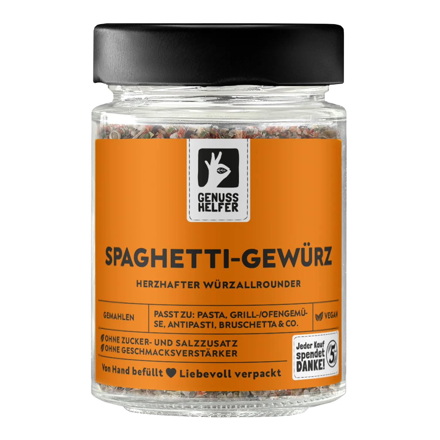 Spaghettigewürz, gemahlen, im Glas