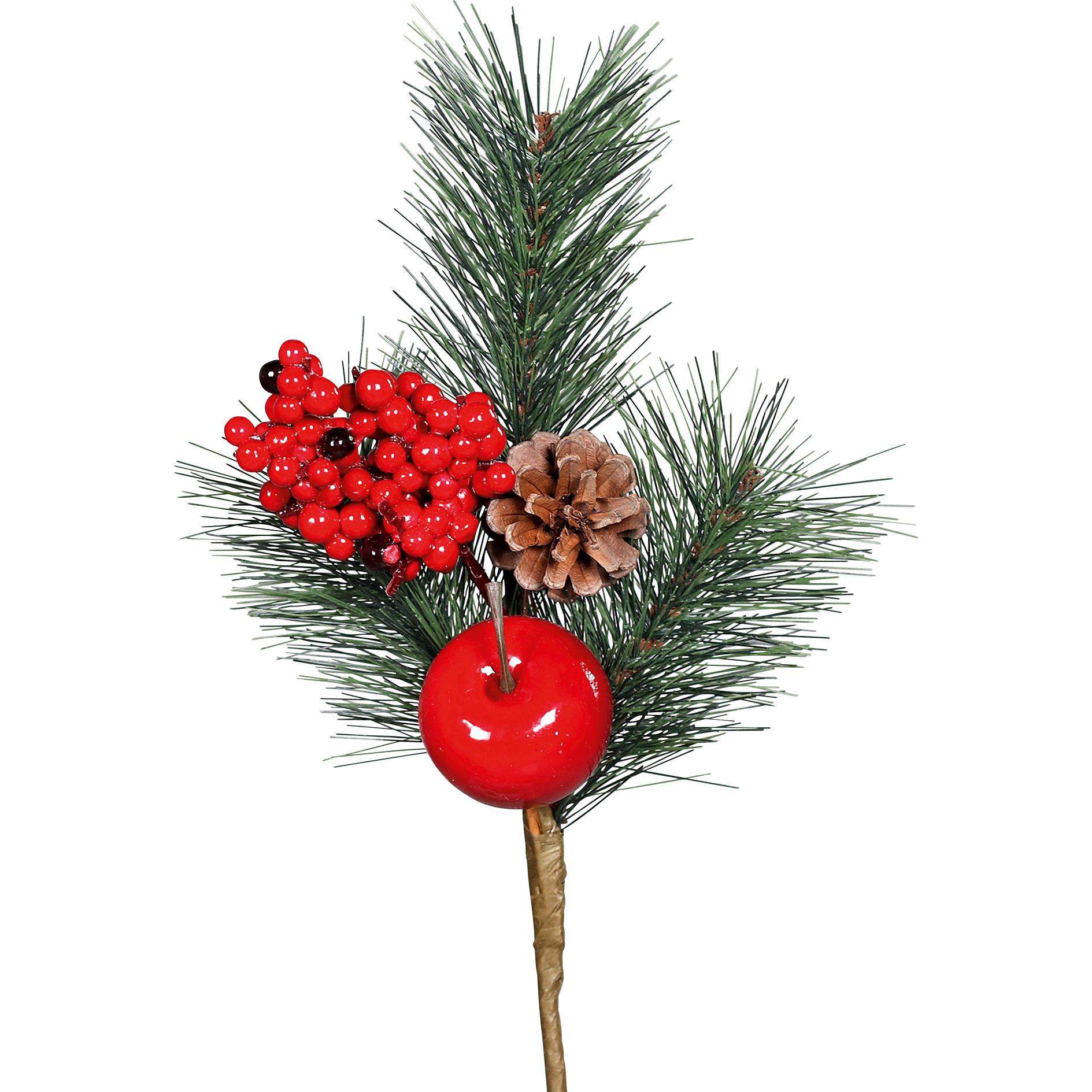 Kiefern-Pick - grün-rot-braun - 35 cm