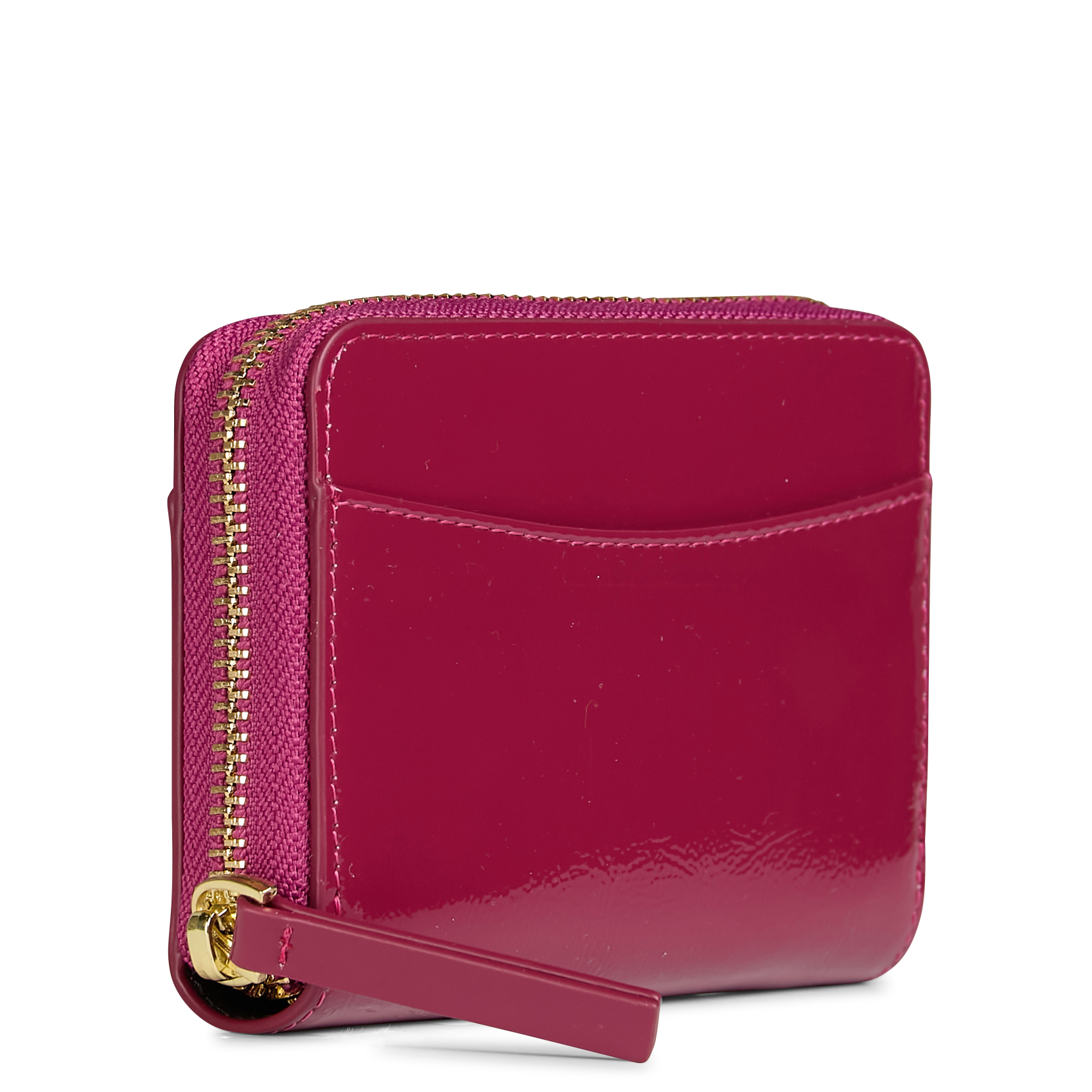 COMPAGNON MINI - Portefeuille compact en cuir verni | Rose