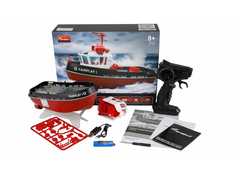 Amewi Boot Fairplay I Schlepper Schwarz, RTR, 1:72 2-Motoriges ferngesteuertes Boot