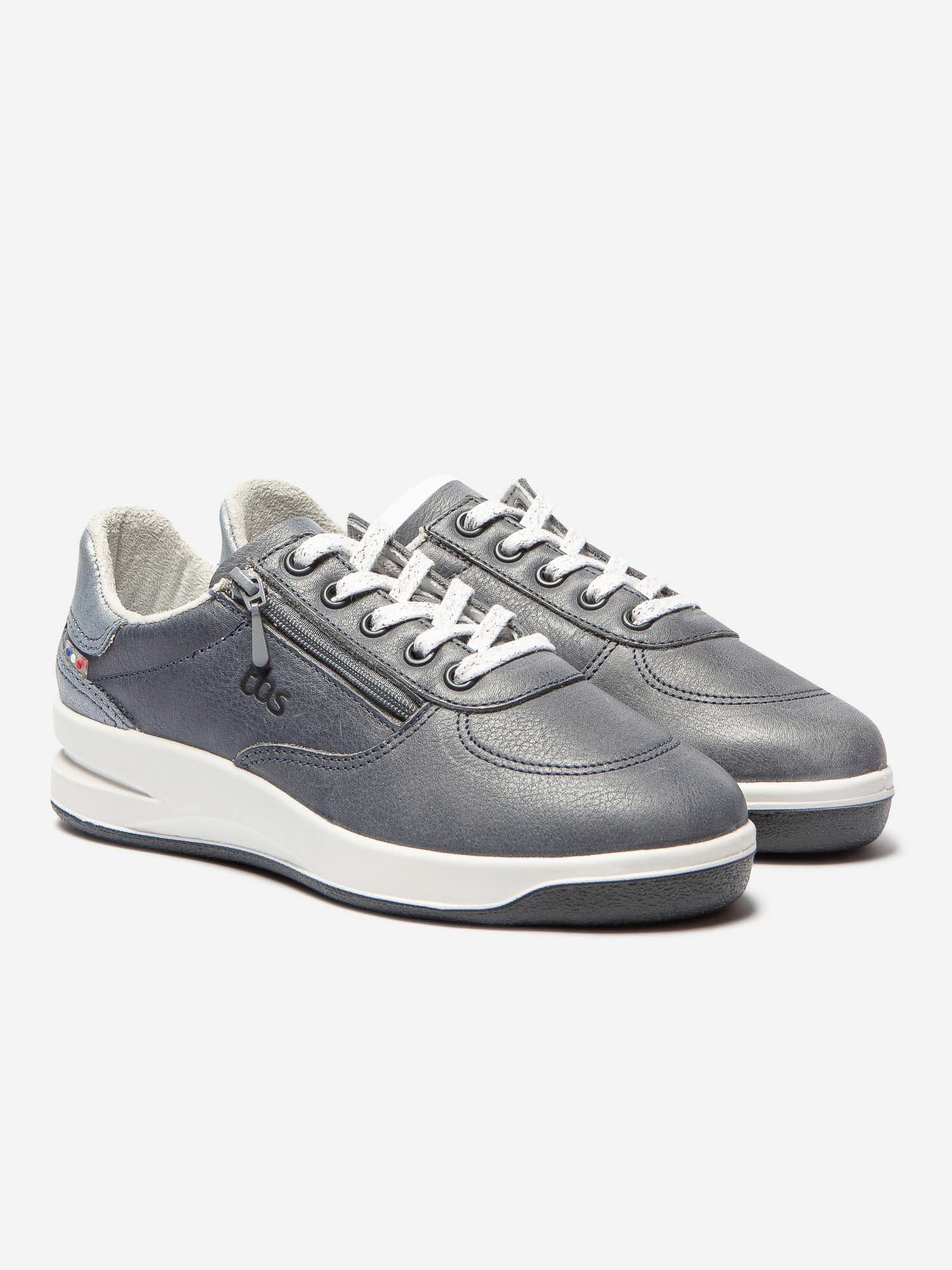 Baskets Zippées Femme Fabriquées en France Cuir Gris