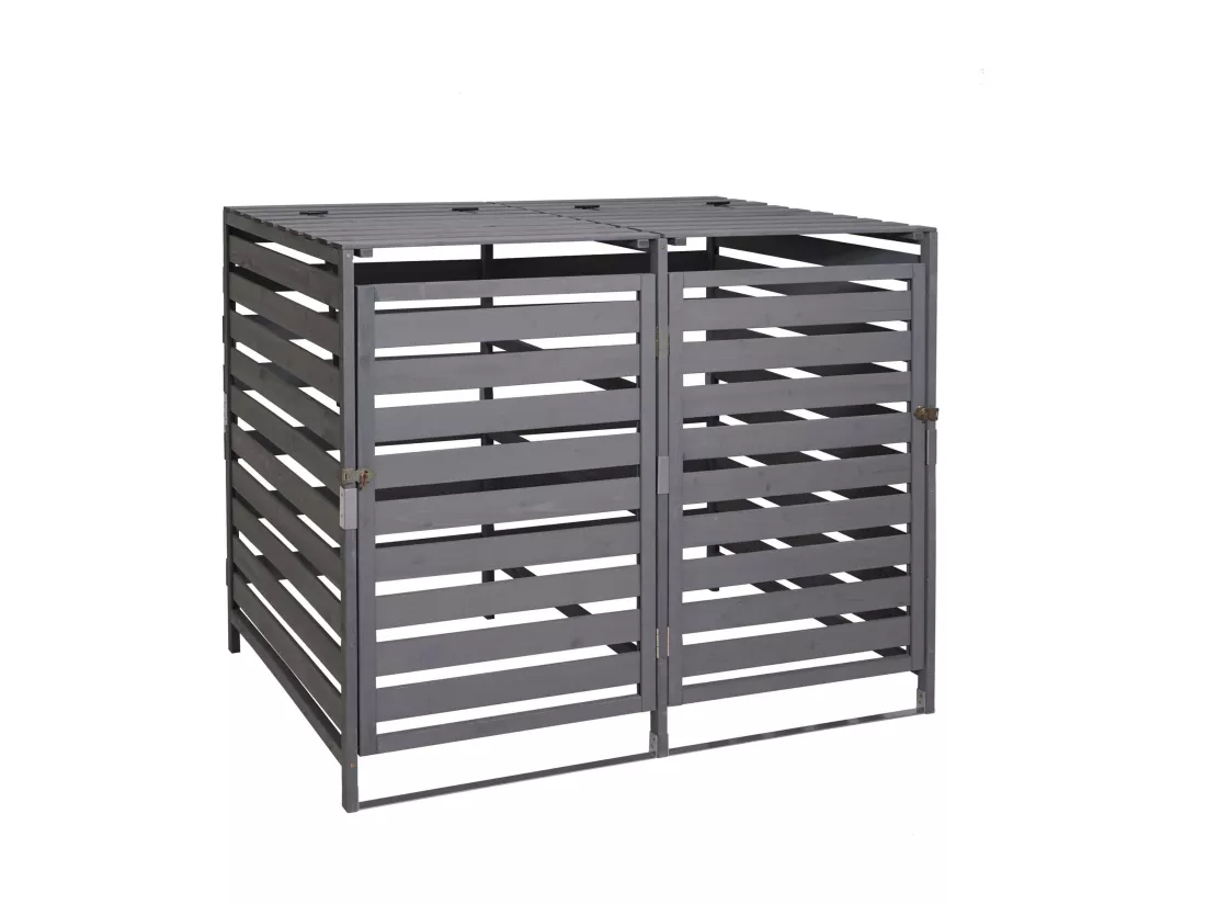 Cache-poubelle MCW-H62 pour 2 ou 4 poubelles, gris clair