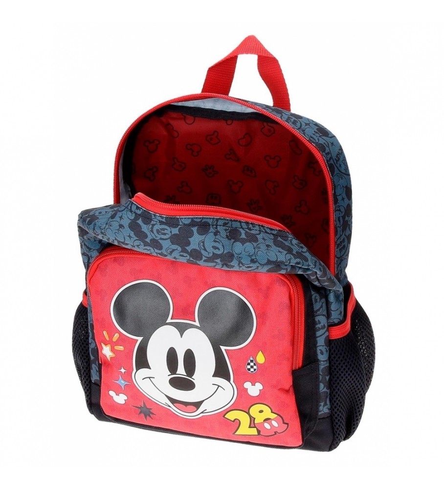 Mochila pré-escolar Joumma Bags Mickey Get Moving, 28 cm, ajustável, vermelha e azul - 23 x 28 x 10 cm -