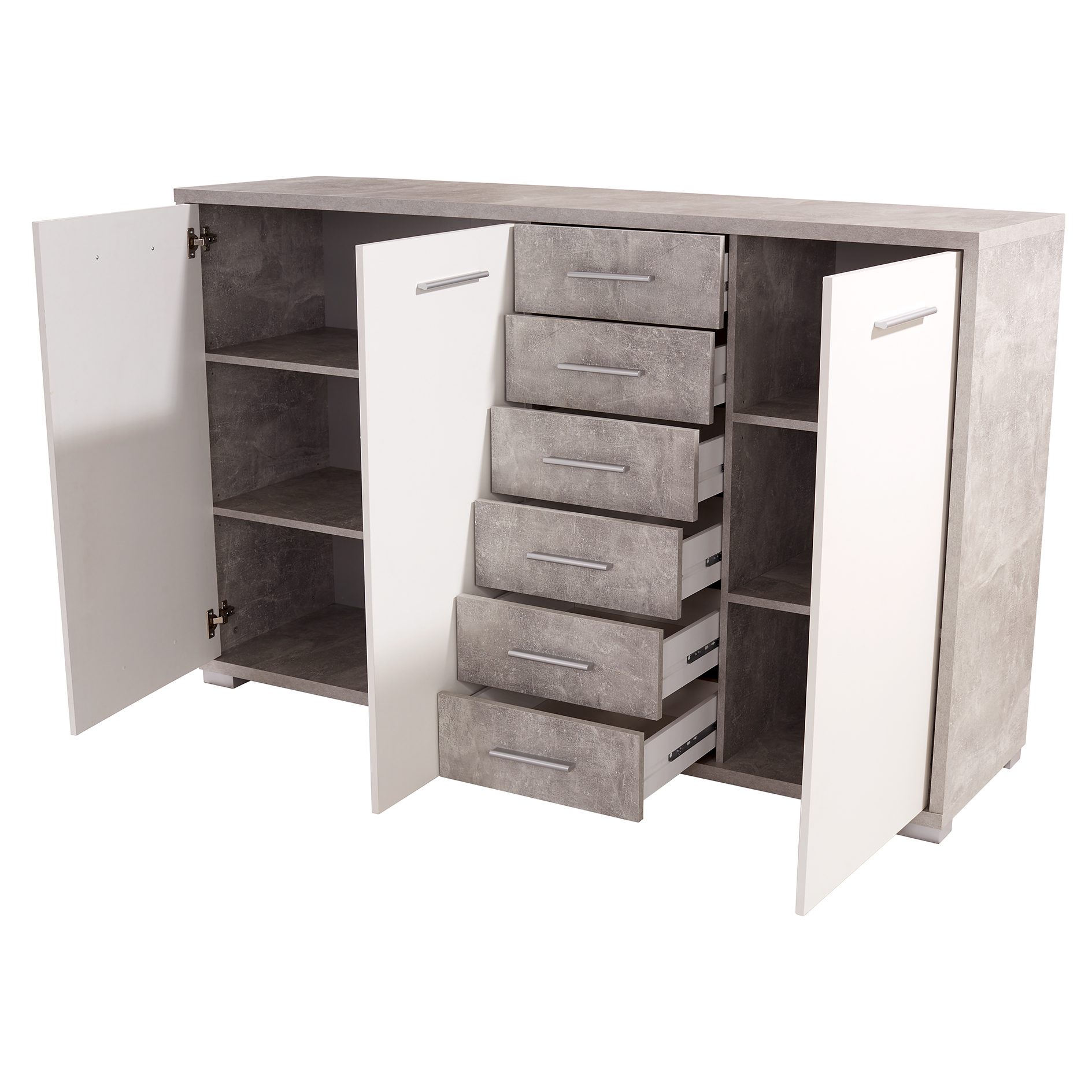 Kommode - Betonoptik-perlweiß - 190 cm