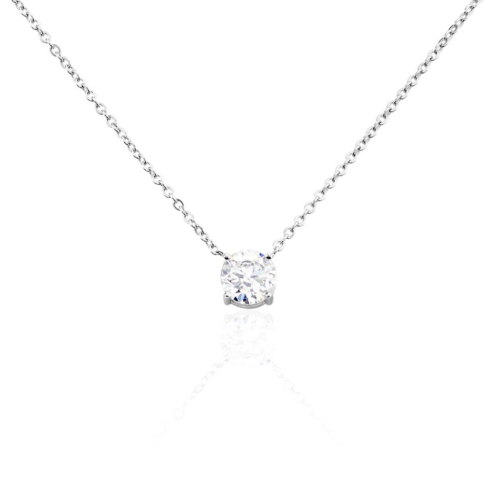 Collier Argent Blanc Aroha Oxyde De Zirconium