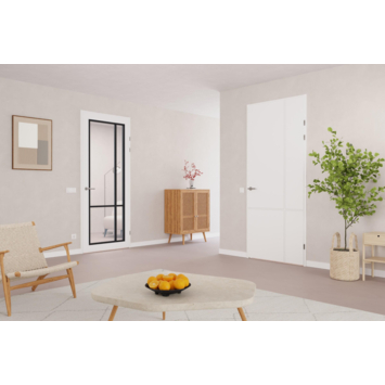 Arne & Bodil binnendeur ABD522 blank glas - extra wit afgelakt - glaslat diep zwart