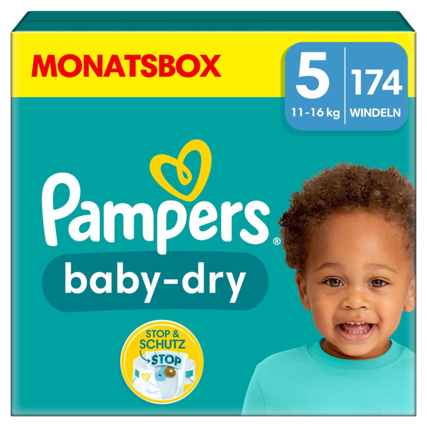 Pampers Baby-dry Grösse 5, 11-16kg, 174 Stück
