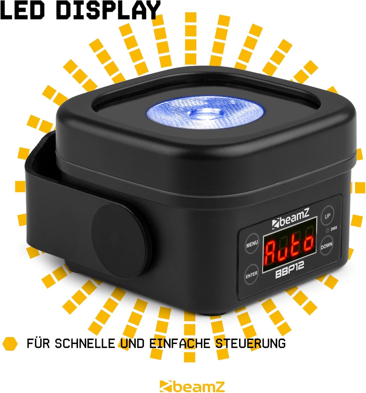 BeamZ BBP12 Akku Uplight Spot 2er Set - 12 Watt LED Par Strahler Outdoor, 13h Akkulaufzeit, IP65, Magnet Clip, Bühnenbeleuchtung, Dimmer, Stroboskop, DMX & Automodi, Bühnenlicht inkl. Fernbedienung