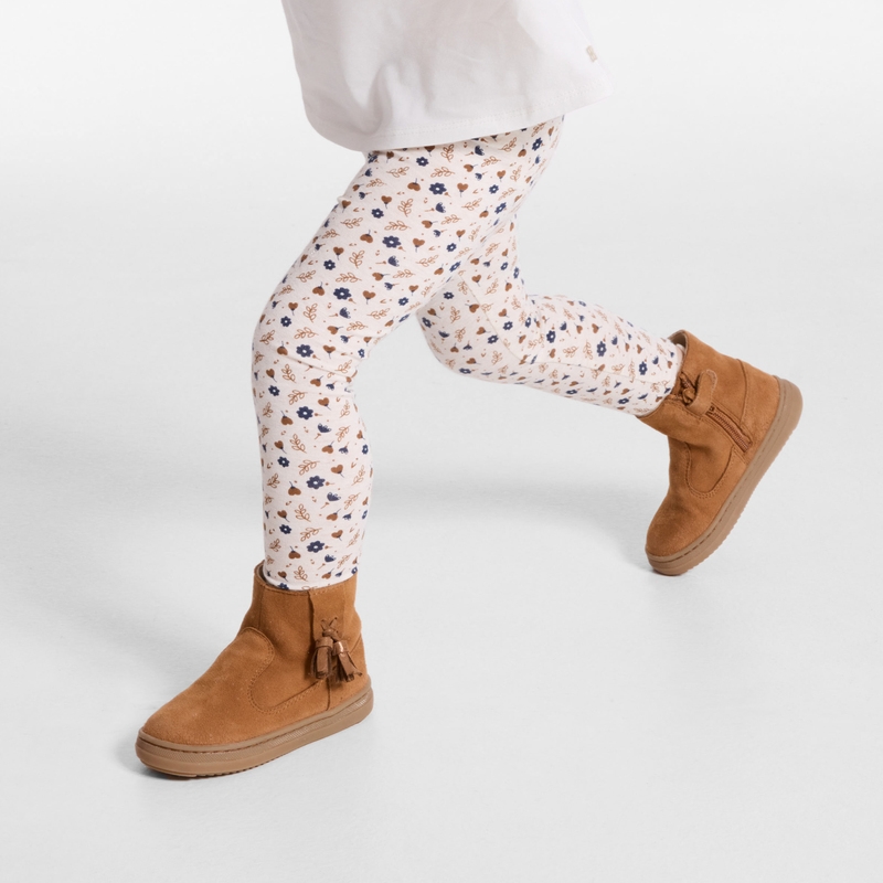 Legging fleuri beige bébé fille