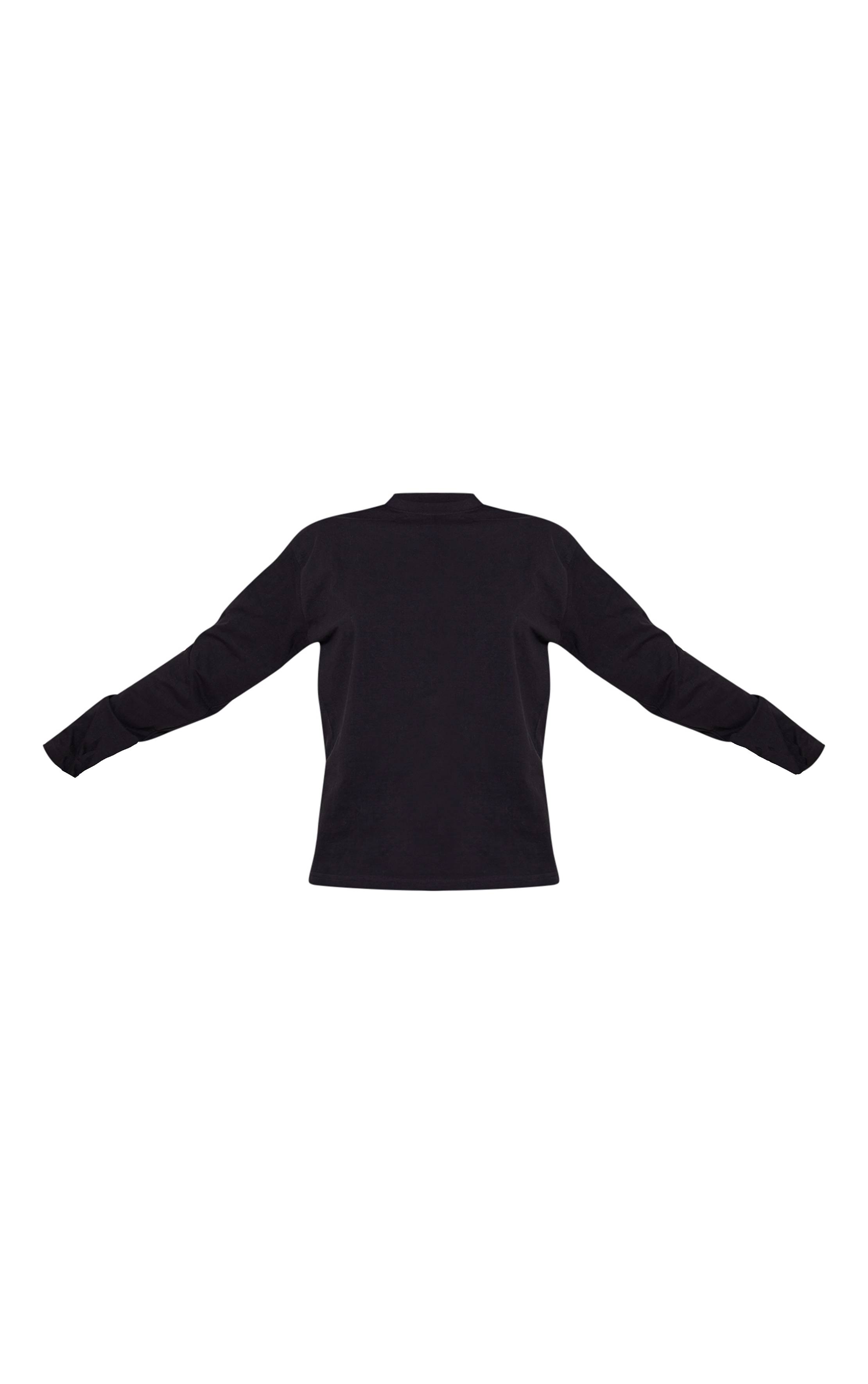 Noir T-shirt En Coton À Manches Longues Oversize