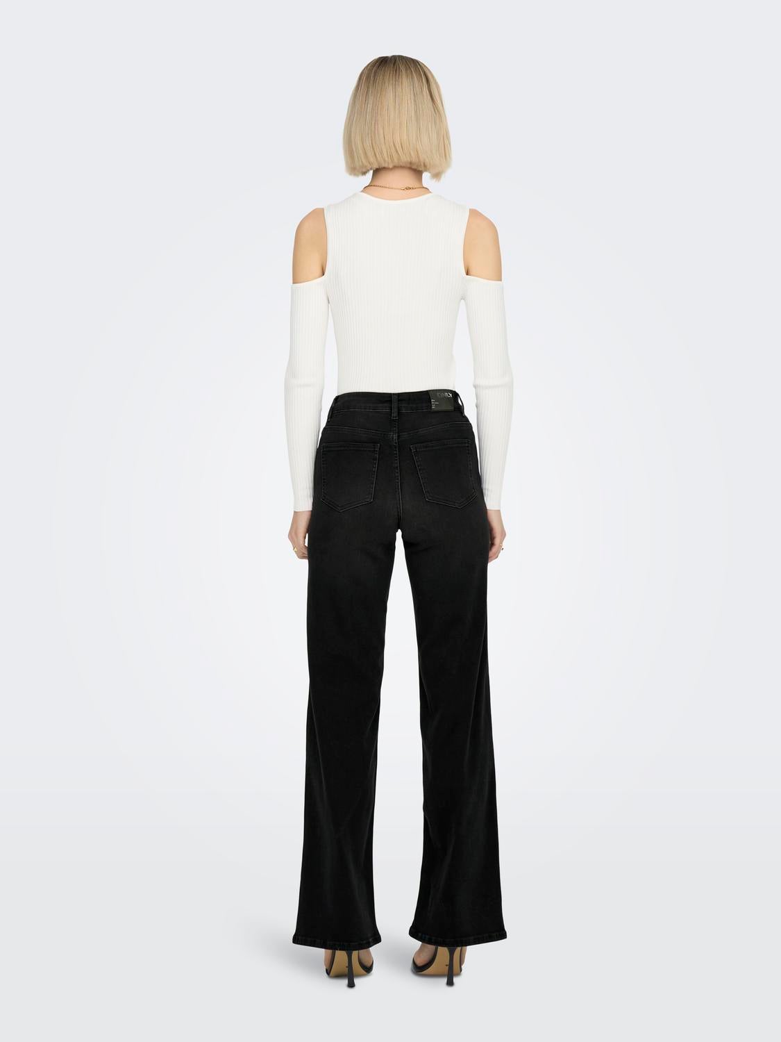 ONLMADISON Hohe Taille Weiter Beinschnitt Jeans Washed Black