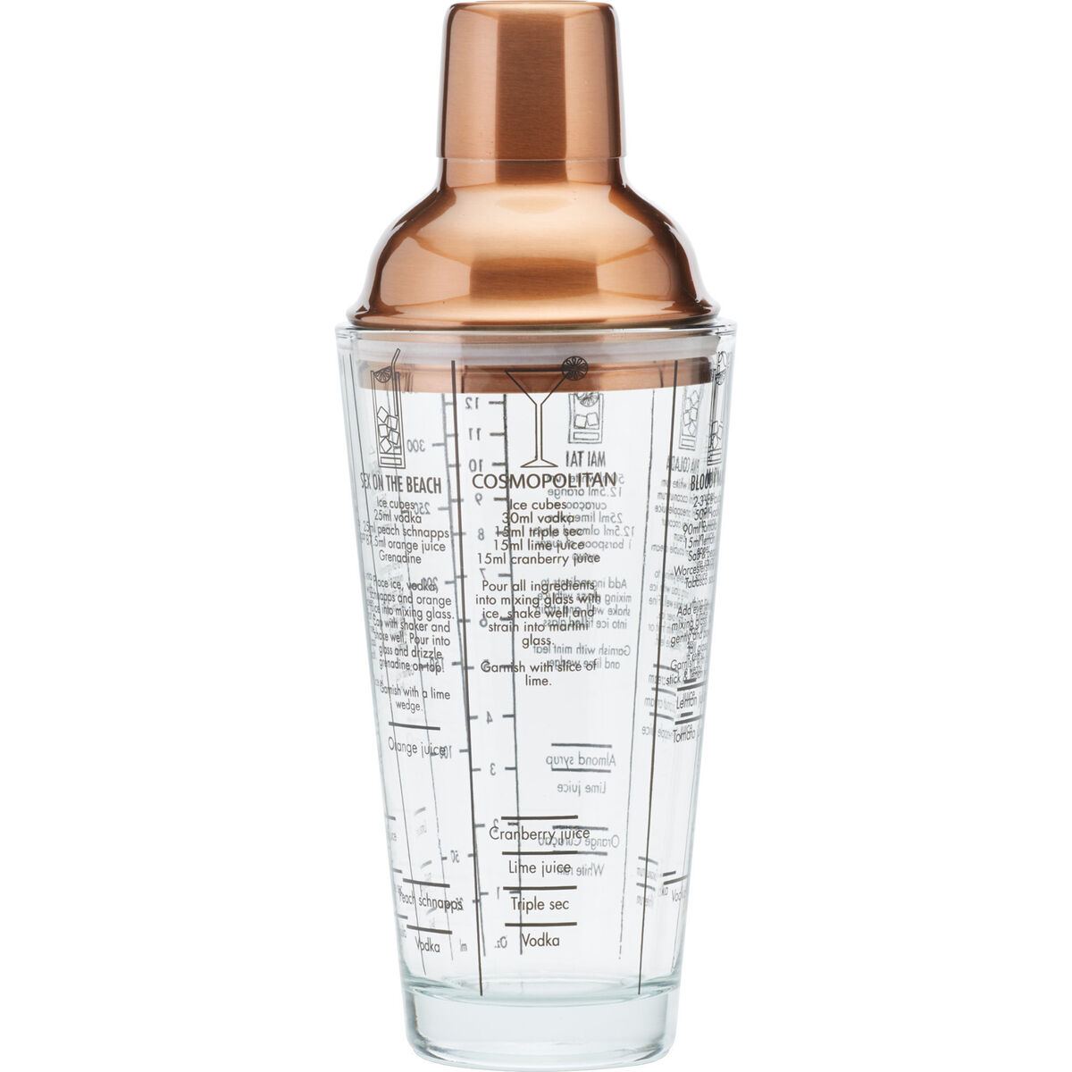 Boston Cocktail Shaker Glass og kobber 650 ml