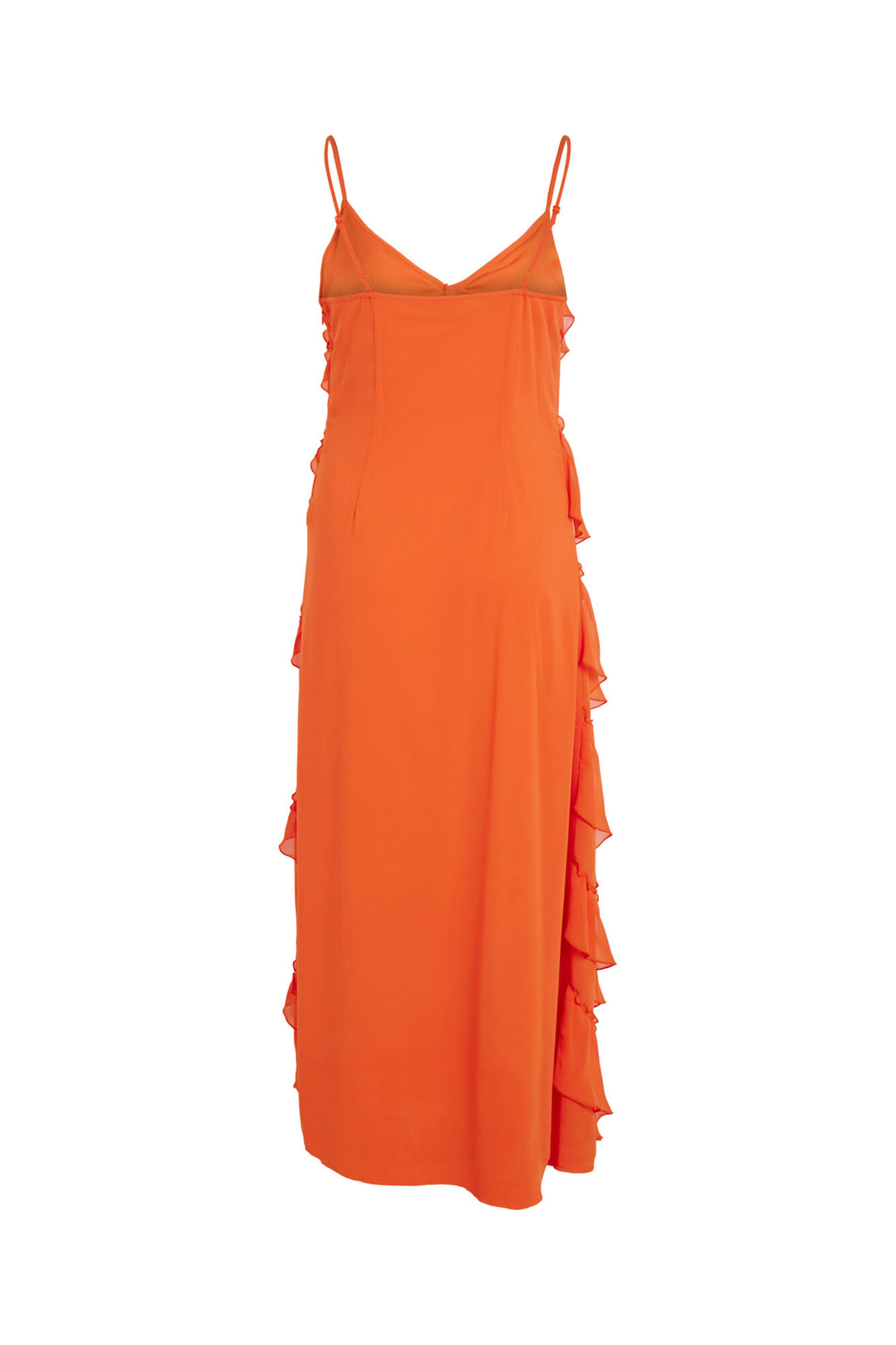 Vestido longo com babados - Laranja
