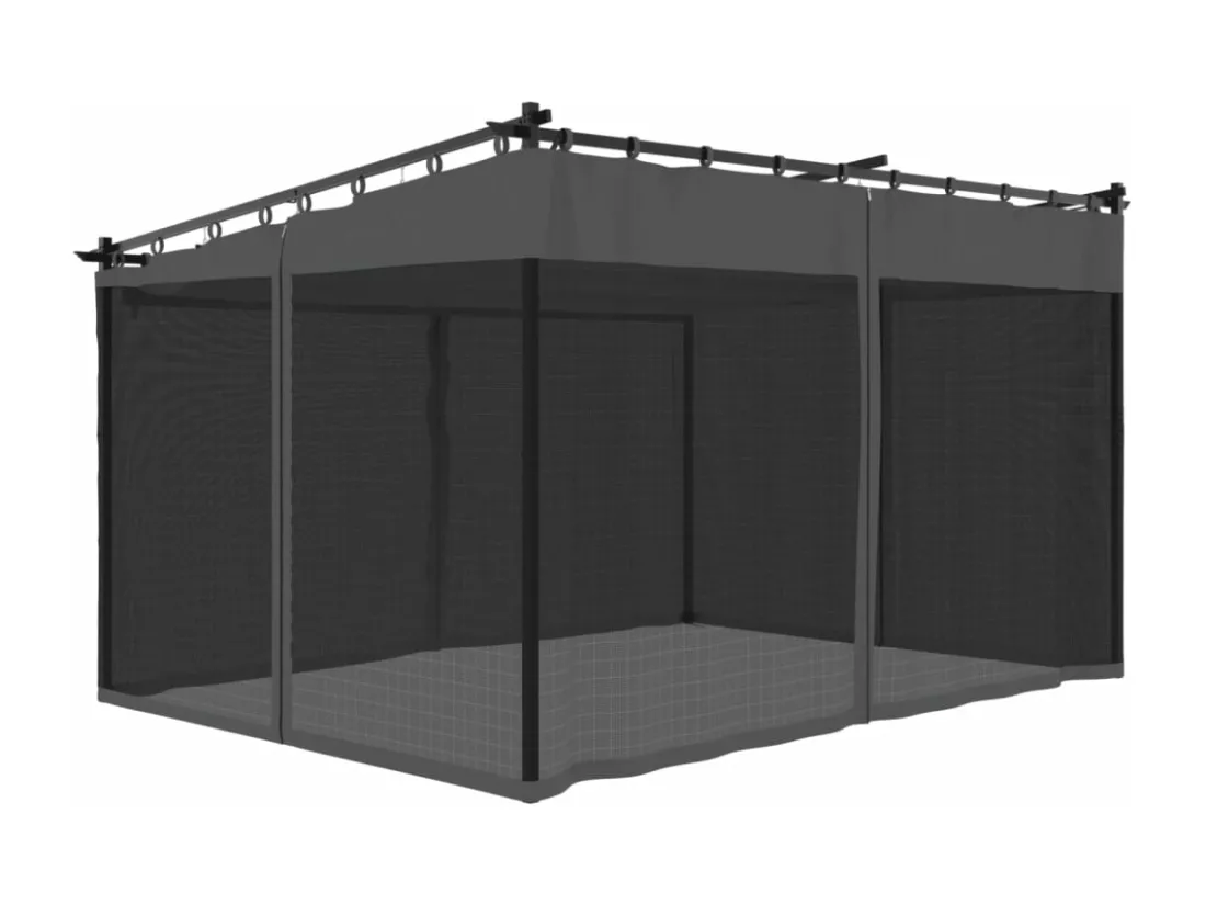 Tonnelle avec parois en filet anthracite 4x3 m acier