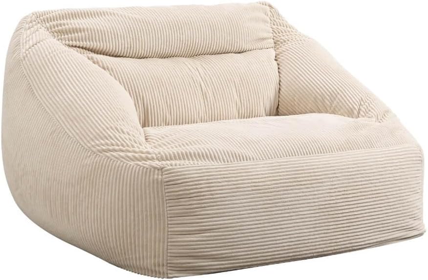 Home Deluxe - Sitzsack Cozy - Stoff: Samt Cord, Farbe: Beige - Maße: 100 x 88 x 80 cm, inkl. Füllung I Sitzmöbel Bean Bag Sitzsäcke