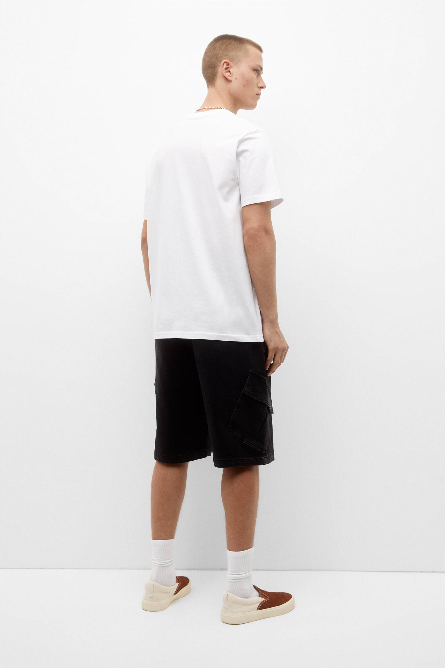 Bermuda cargo jeans - preta