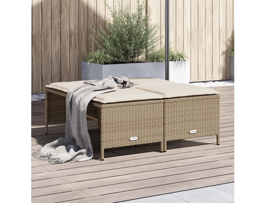 VIDAXL - Pouf Tabourets de jardin avec coussins lot de 4 beige résine tres...