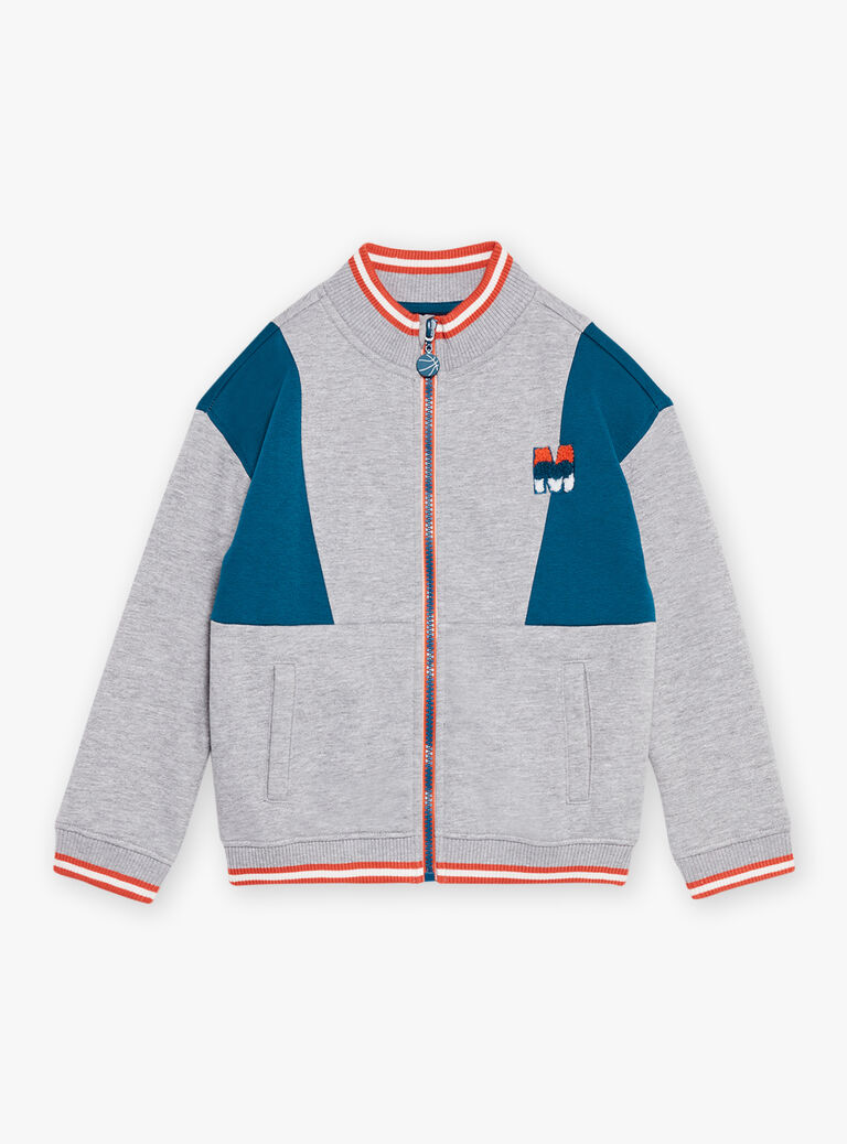 Veste de survêtement molletonnée bleue et gris