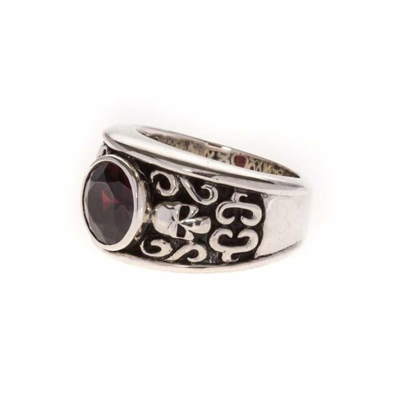 Bague Homme Argent Tête De Mort Rubis Solo Skulls