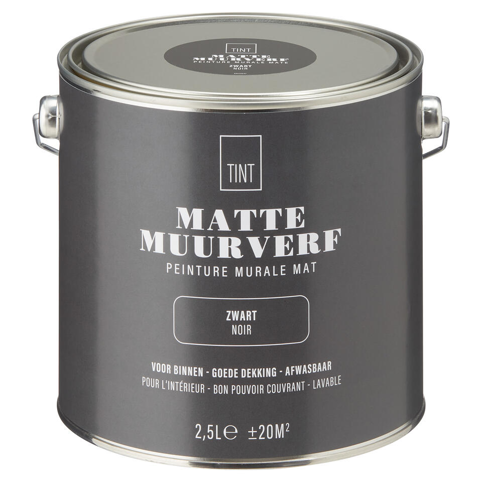 Muurverf Mat Zwart 2.5 l