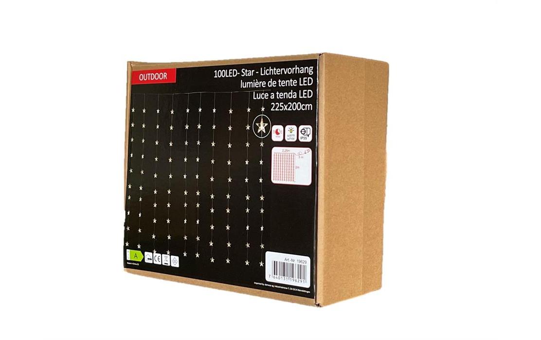 LED-Lichtervorhang Sterne, 100 LEDs, OutdoorLichtervorhang mit Sternen