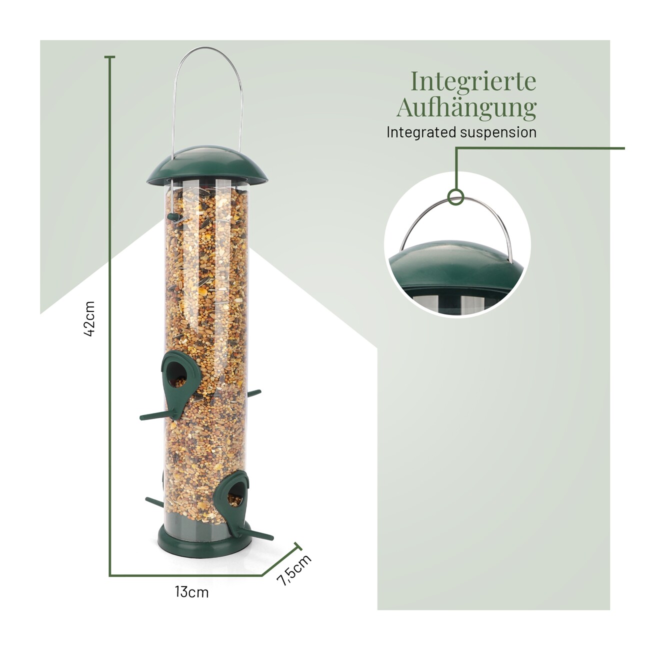 WILDLIFE HOME Vogelfuttersäule für Körnerfutter, 30cm