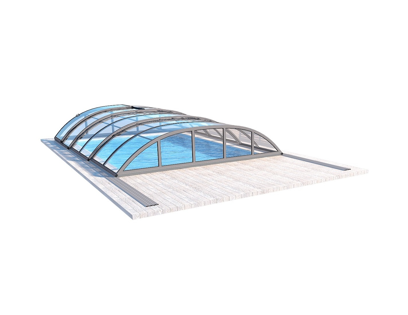 Abri de piscine skyline pour les modèles 6,20x4,10 m - bas88, bas788 - polycarbonate massif 3 mm - couleur ral7037 gris