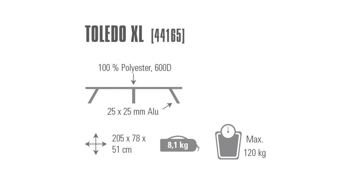 High PeakToledo XL campingbed kampeerbed  (Grijs)