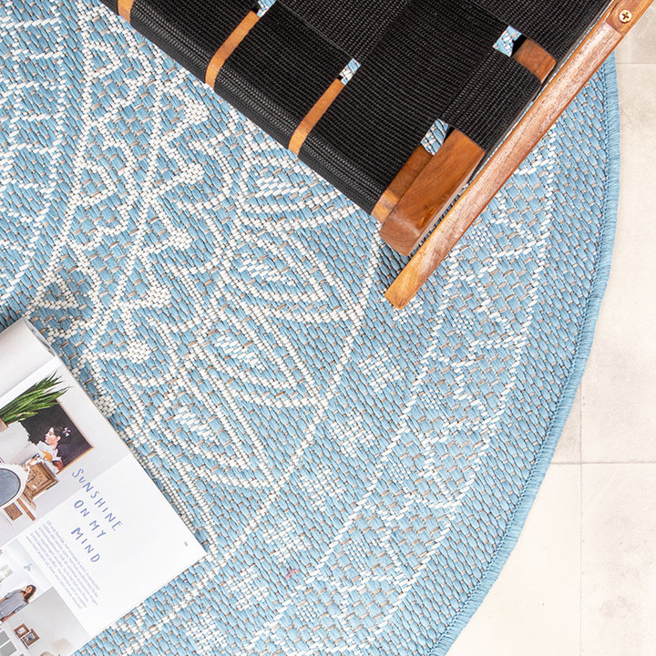 Rond Buitenkleed - Summer Azteca Lichtblauw