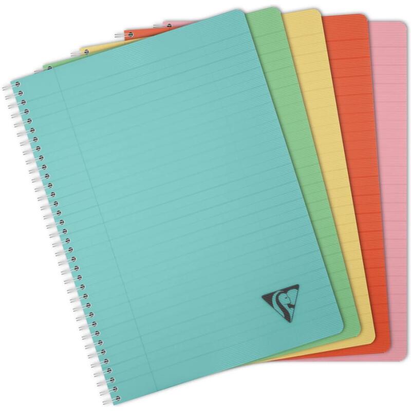 Cahier reliure intégrale Linicolor ESSENCE A4 180 pages ligné + marge couverture plastique polypropyène rainuré - Assortis