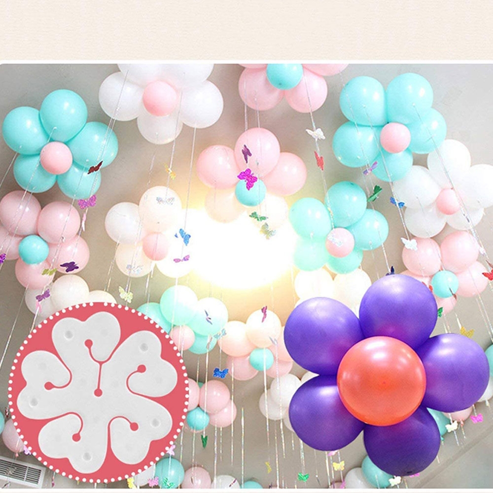 (10er Set) 65x65mm Luftballon Clip im Blumen Design