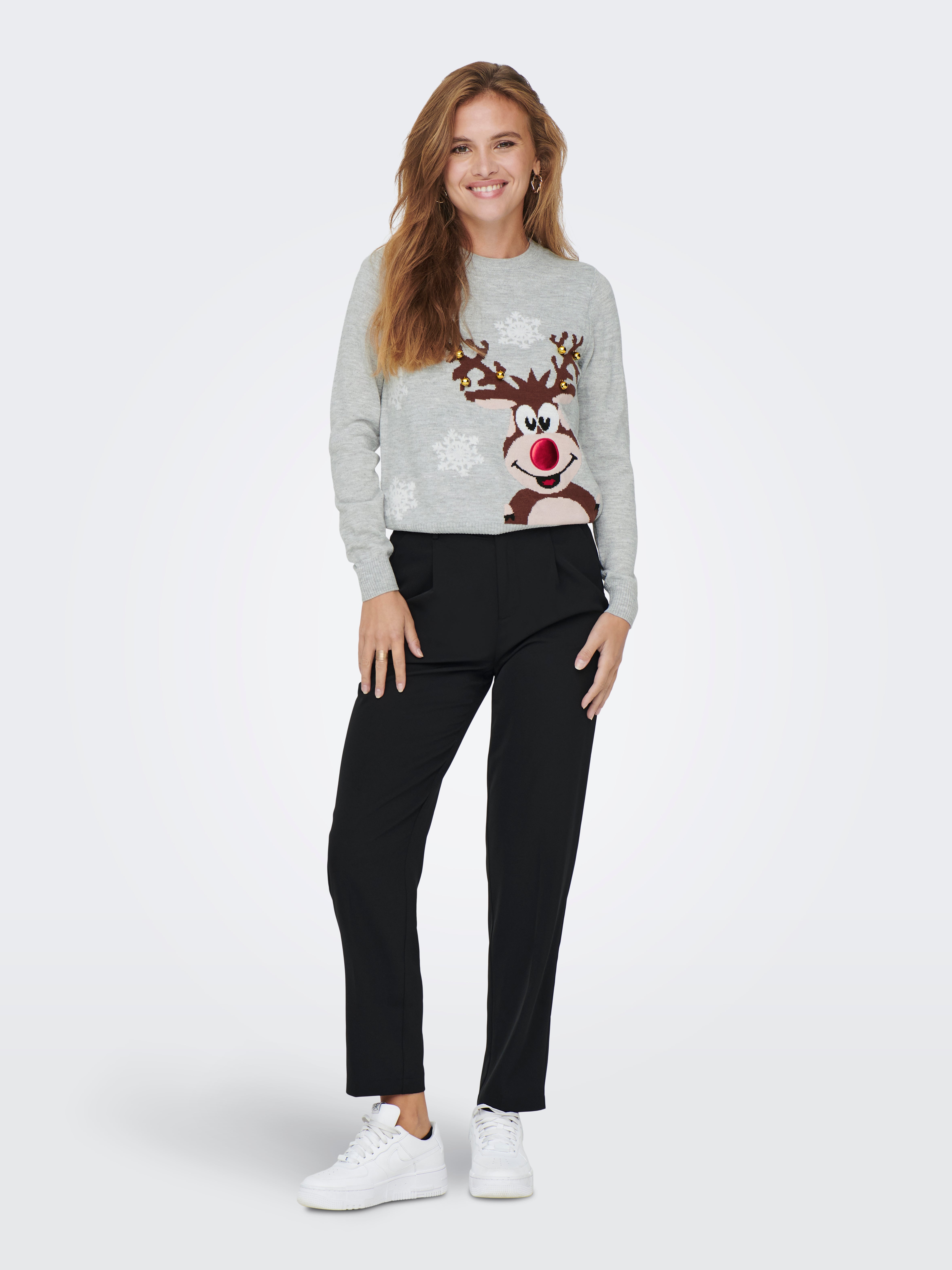 ONLXMAS Strickpullover Light Grey Melange
