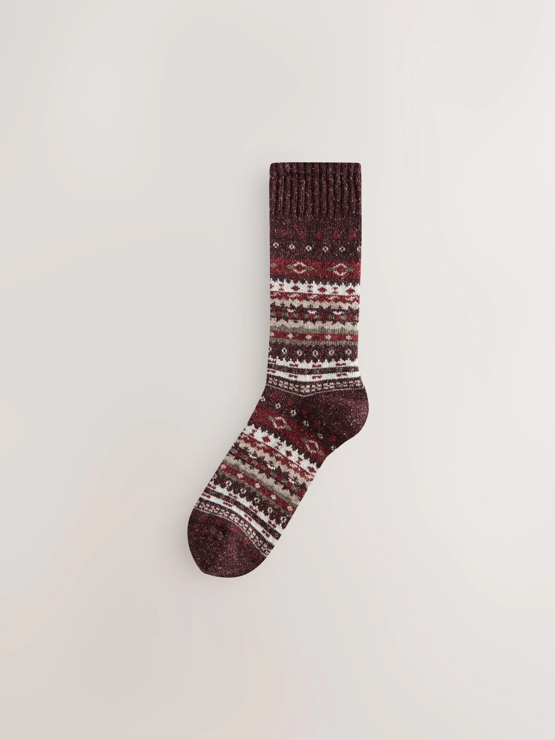 Blauw/naturel/rood met fairislemotief - Signature Thermal Wool Blend Socks 3 Pack