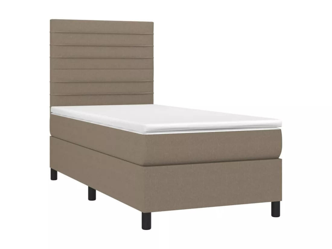 Sommier tapissier avec matelas et LED Taupe 90x190 cm Tissu