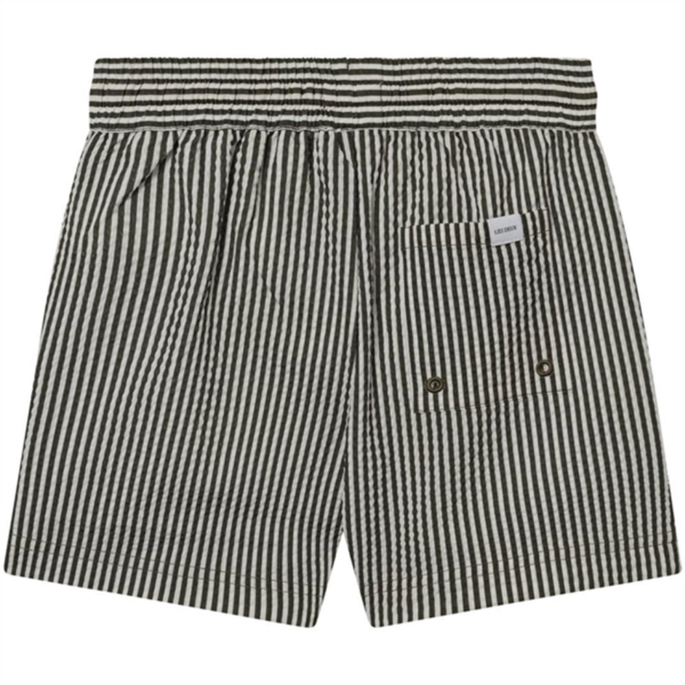 Olive Night/Ivory Stan Stripe Seersucker Badeshorts