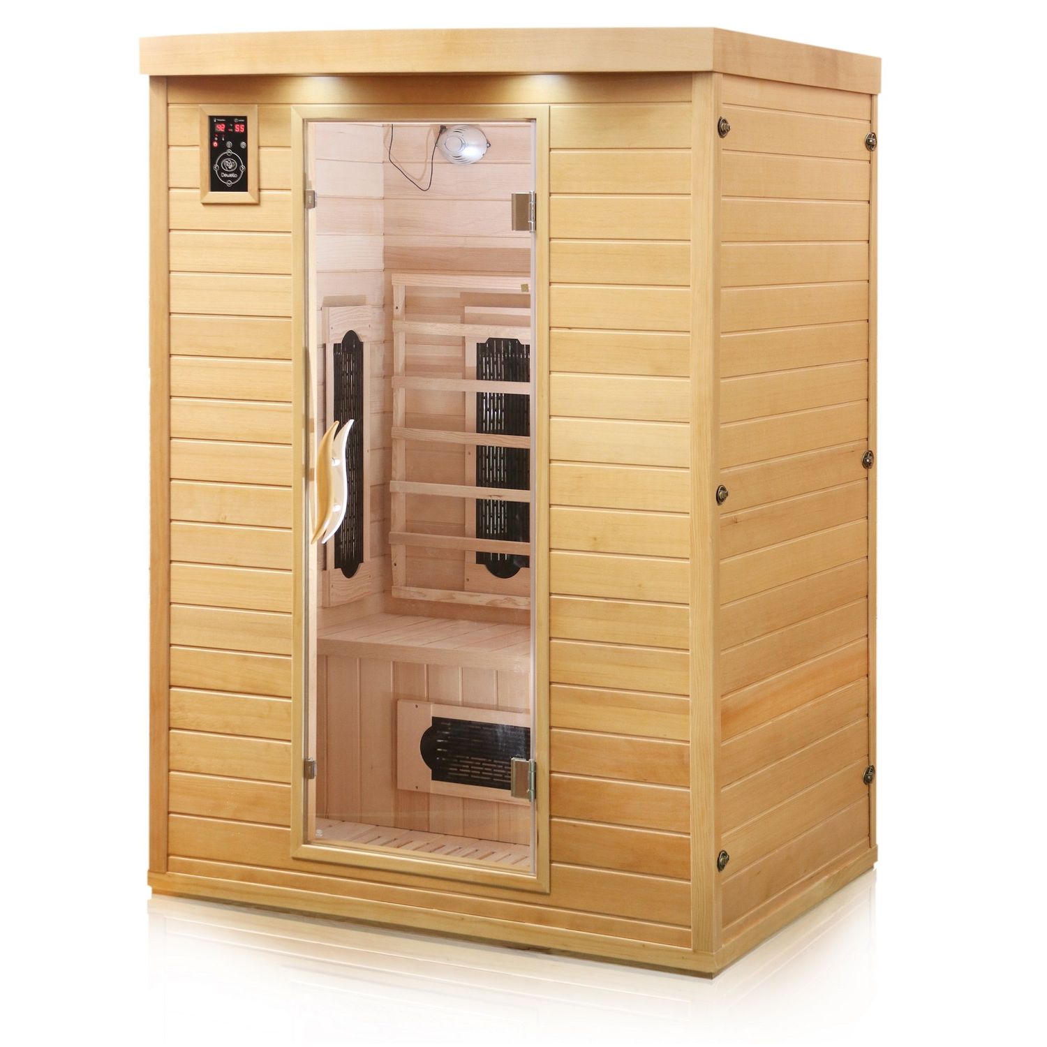 Dewello® Infrarotkabine Infrarotsauna LAVAL PLUS 135cm x 105cm inkl. 7 Keramikstrahler, Bodenstrahler, Radio, Farblicht