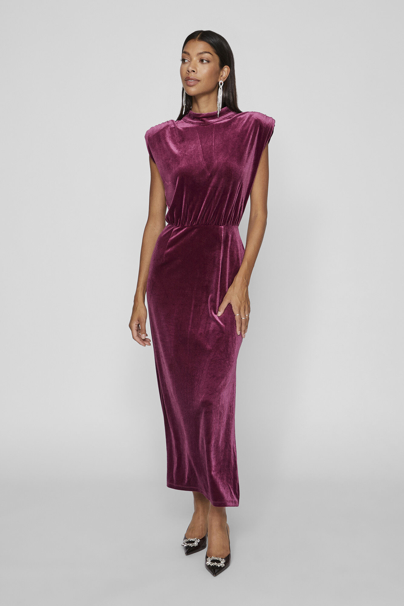 Vestido midi de veludo