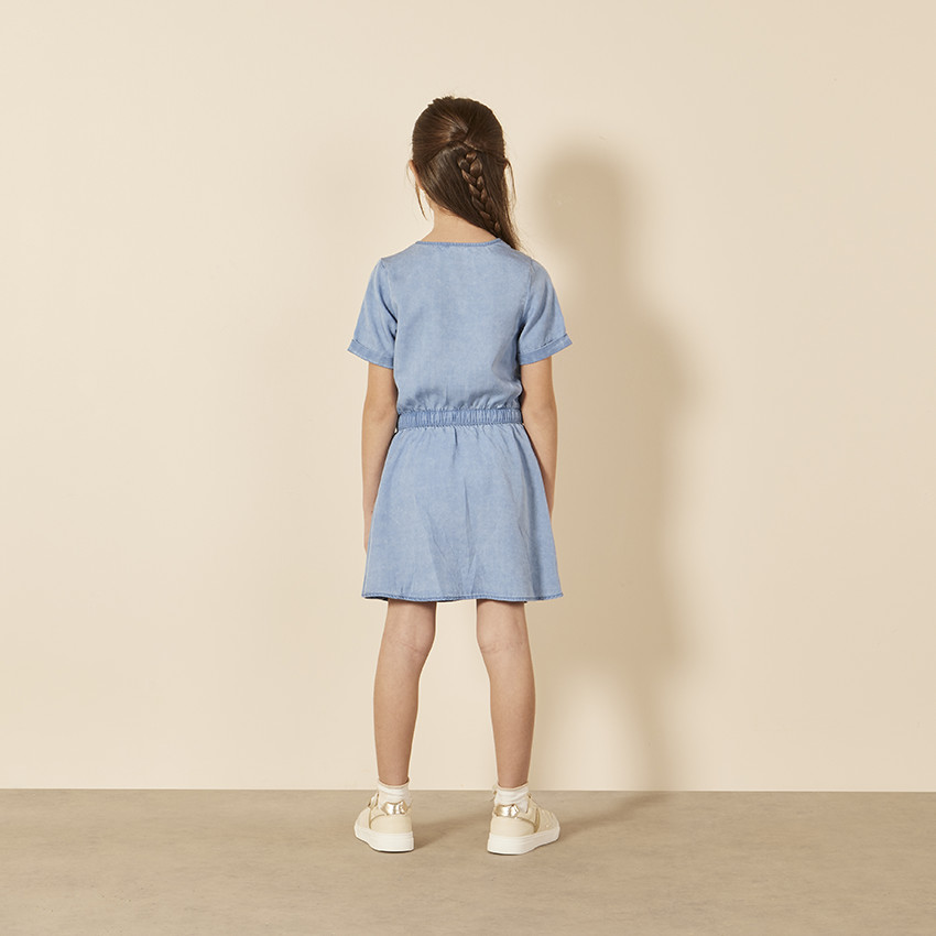 Robe manches courtes effet jean pour fille