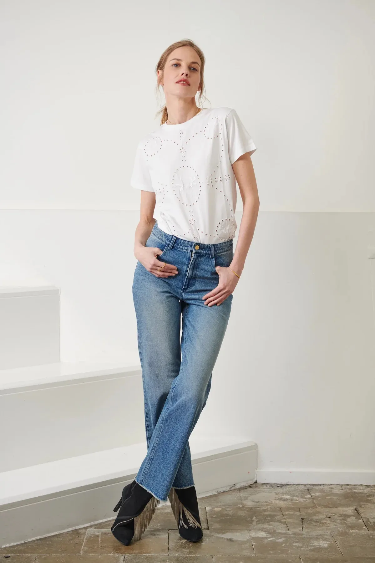Tee-shirt Daisy brodée Sarah de Saint Hubert
