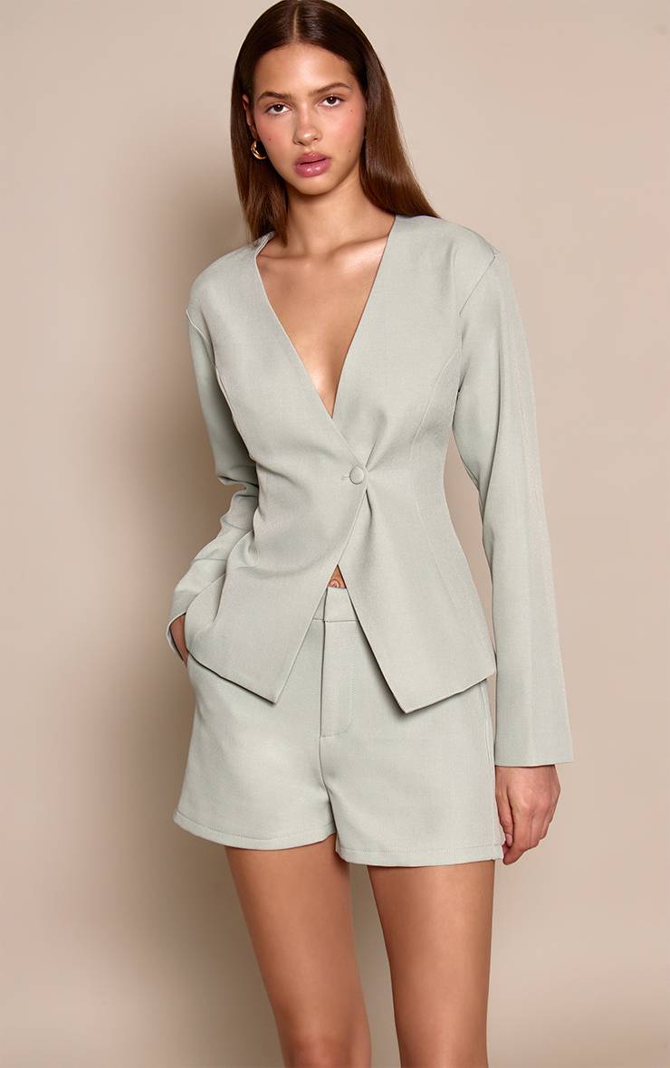 Vert Sauge Short Taille Mi-haute Ajusté