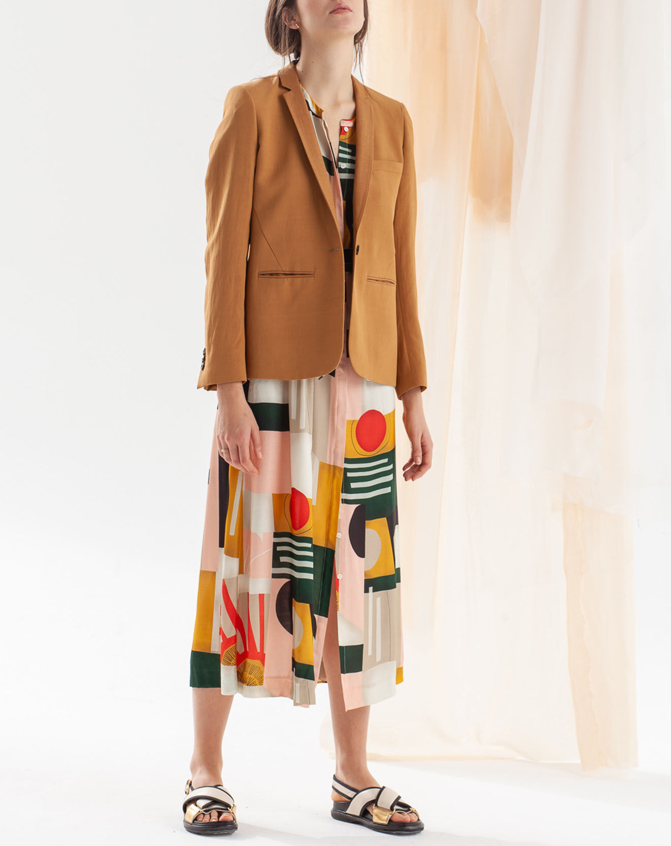 Chloé Stora Veste blazer en Lin mélangé Vana camel