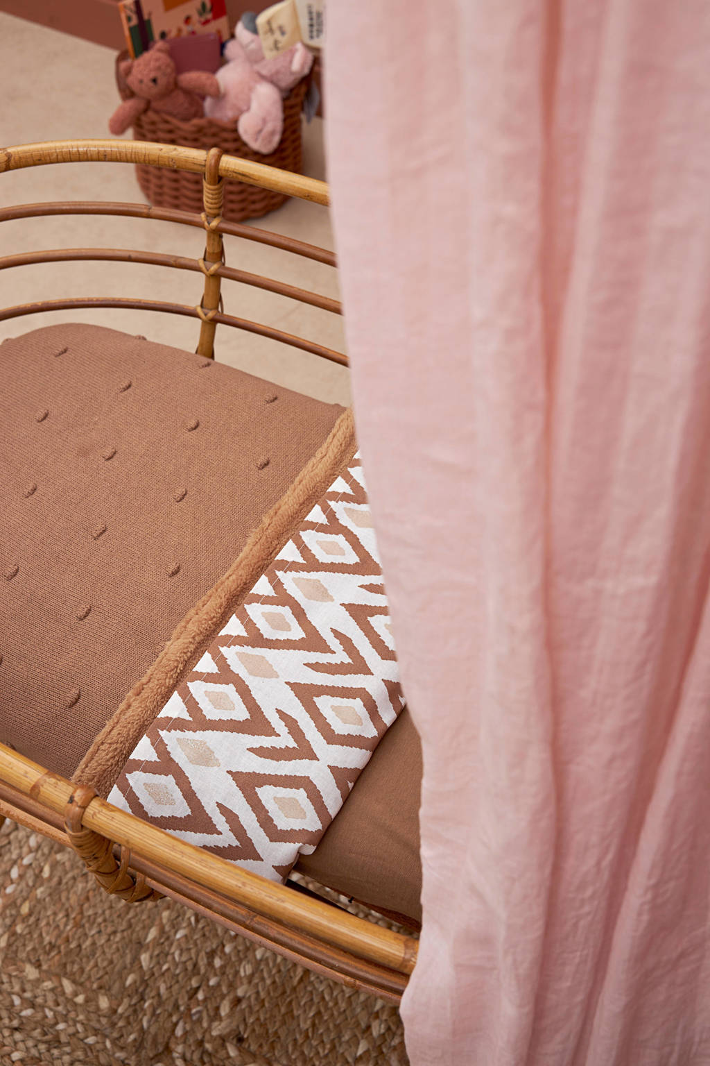 baby wieglaken Ikat/Uni 75x100 cm - set van 2 Sand/Toffee