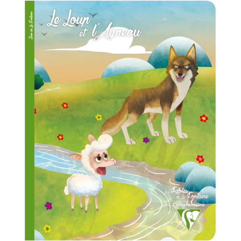Les Fables de La Fontaine cahier piqué 17x22cm 96 pages ligné + marge 6 fables assorties - Assortis