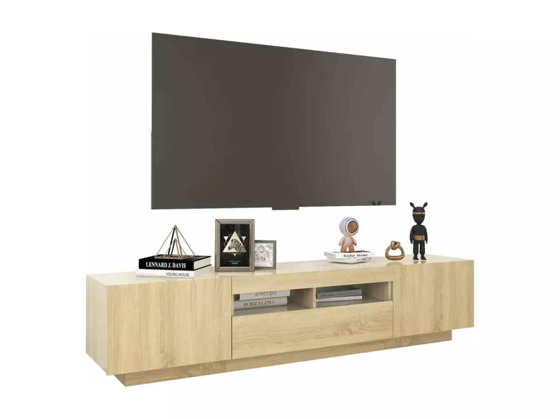 Meuble TV avec lumières LED Chêne sonoma 180x35x40 cm